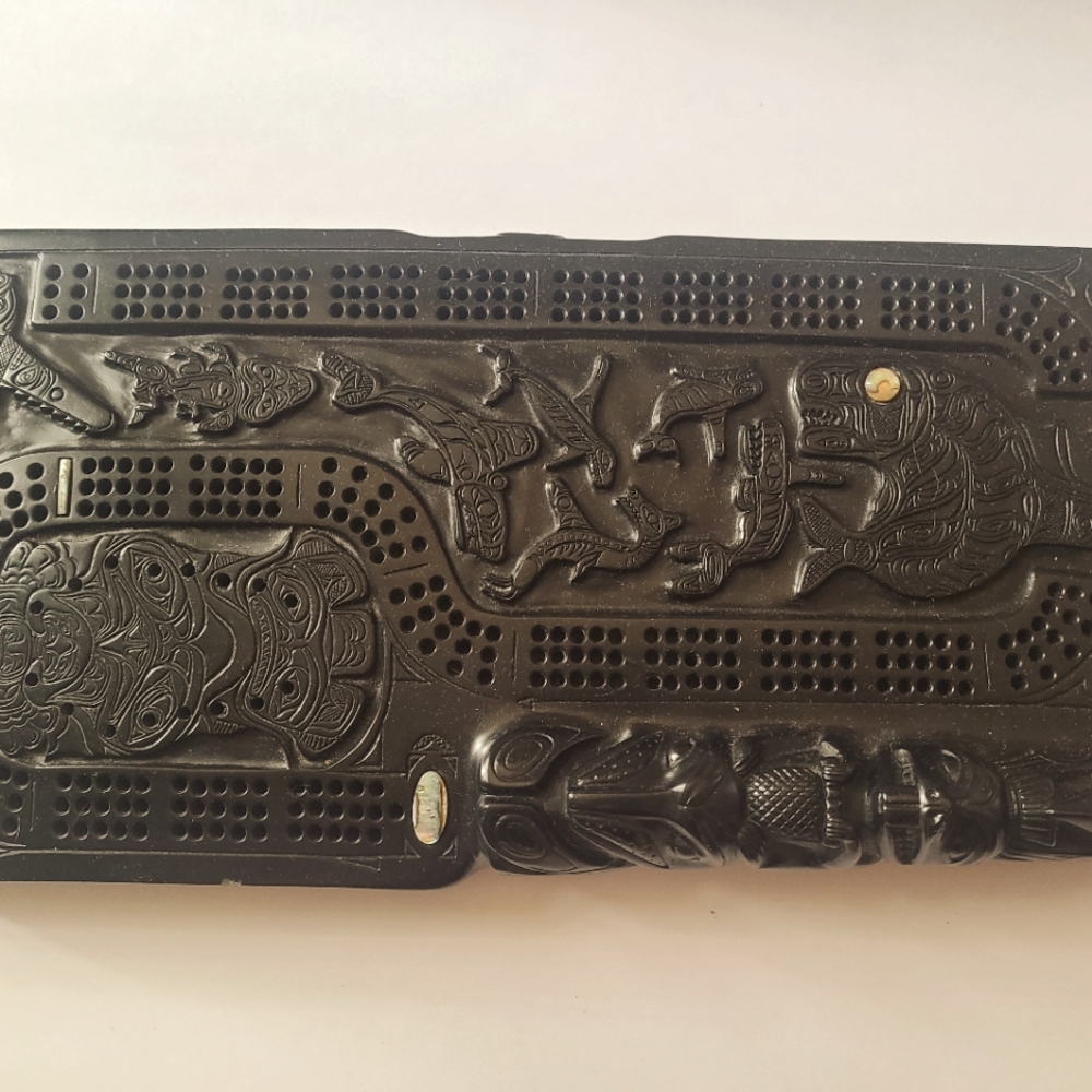 Beautiful Carved Haida Cribbage Board